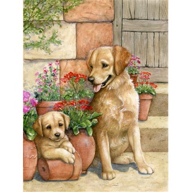 Carolines Treasures CDCO0383GF Père et Fils Jaune Drapeau Labrador Jardin Taille