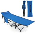 thumbnail image 1 of Goplus Lit de Camping Pliable Grand en Acier Robuste pour Intérieur et Extérieur Bleu, 1 of 10