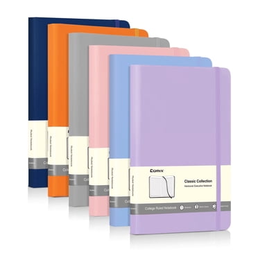 Comix 6-Pack Hardcover Notebooks,Lined Journal for Writing,College Ruled 120 Sheets, 5.4 x 8.3 inch Light Colour