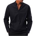 thumbnail image 2 of CEHVOM Chemise Décontractée à Manches Longues pour Homme, Col en V Profond, Couleur Unie, Multi-Codes, 2 of 6