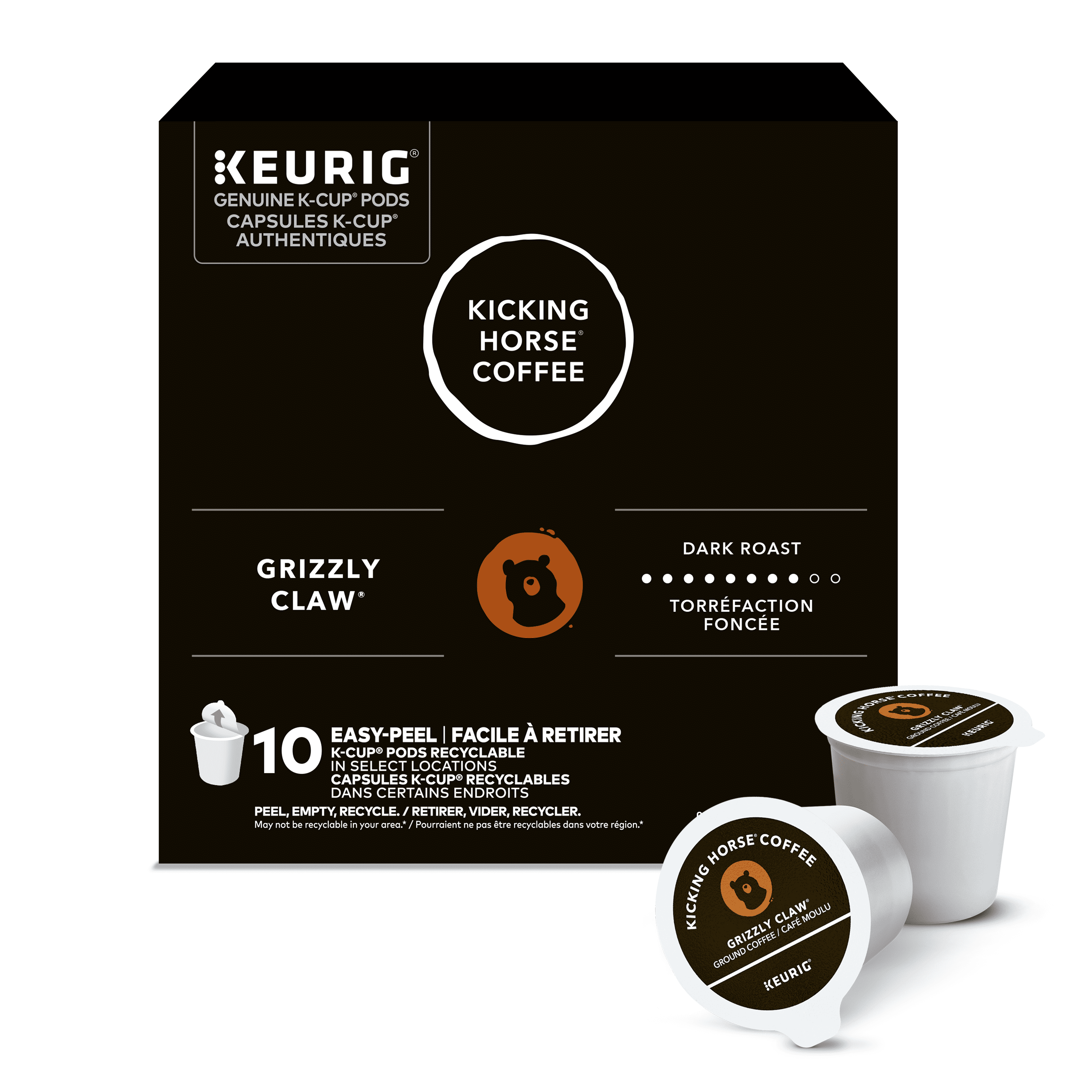 Kicking Horse Grizzly Claw, Dark Roast, K-Cup Coffee Pods, 10 Count