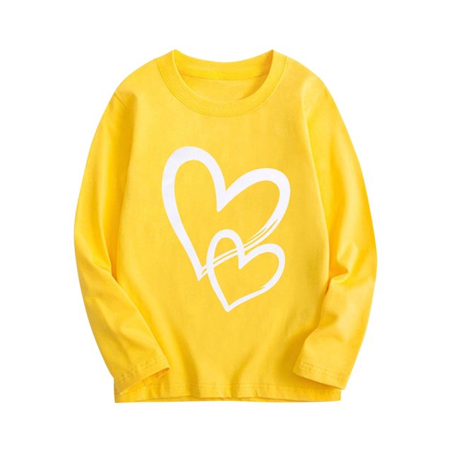 Plebaso Garçons Filles Chandails à Manches Longues en Coton T-Shirts à Enfiler Imprimés de Cœurs Blouses Décontractées à Col Rond pour Enfants