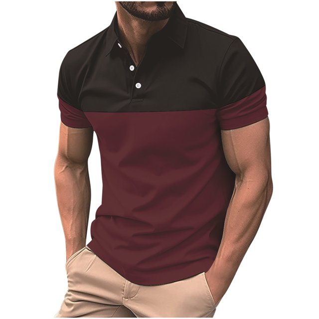 Birdeem Men Casual Solid Color Button Short Sleeve Turndown Collar Blouse Shirt