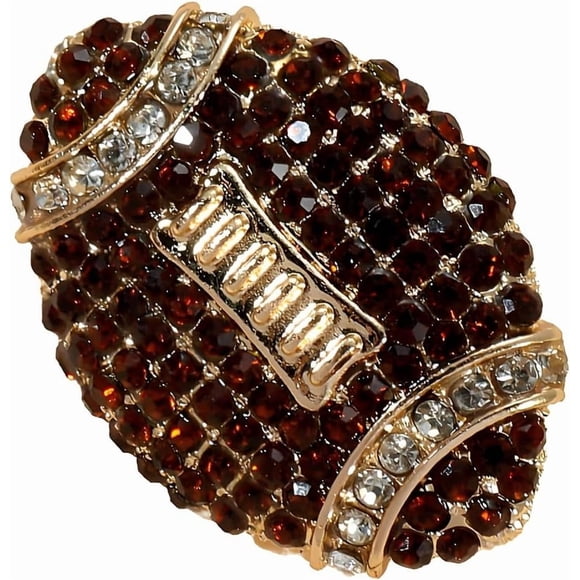 Rhinestone Football Brooche Pin for Women Men Shinny Crystal American Football Rugby Sport Lapel Pins Charm Suit Shirt Hat Bags Backpacks Accessories Game Day Team Jewelry Gifts,Brown