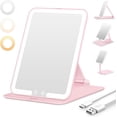 thumbnail image 1 of Miroir de Maquillage de Voyage Rechargeable Miroir de Maquillage Portable Éclairé avec 3 Modes de Couleur Dimmable Compact Miroir de Table LED avec Écran Tactile Blanc, 1 of 9
