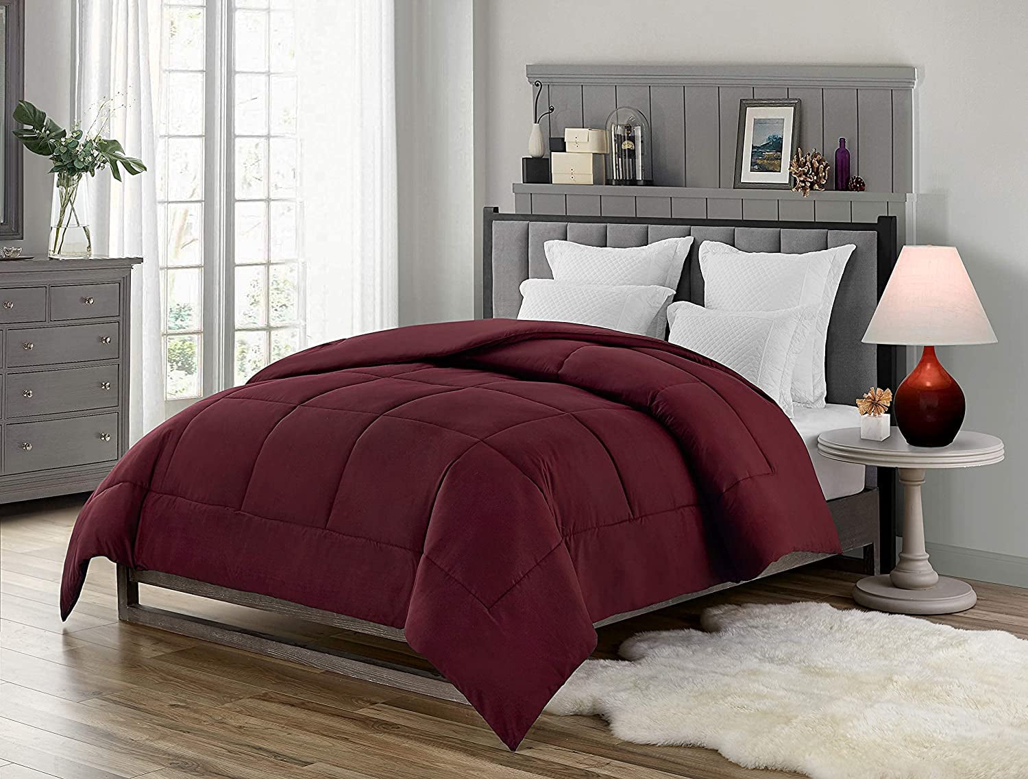 Couette Synthétique à Garnissage Lourd Swift Home, Literie Ultra Douce Toutes Saisons Hypoallergénique, King, Bourgogne