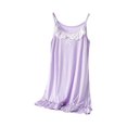 thumbnail image 1 of WEIYLL Robes Filles Été Enfants Tout-Petits Sans Manches Côtelées Dentelle Plage Pyjamas Solides Robe Violette 5-6 Ans, 1 of 3