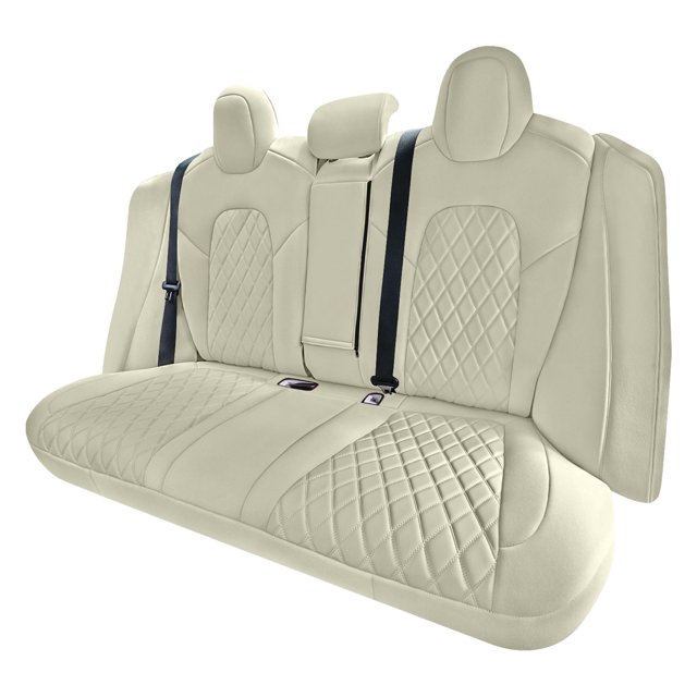 For 2017-2024 Tesla Model 3 FH Group Neoprene Waterproof Custom Fit Car Seat Covers Solid Beige - Rear Set