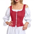 thumbnail image 2 of BLVB Renaissance Corset Tops Women Medieval Sleeveless Vest Western Outfit Plus Size Lace up Bodice, 2 of 4