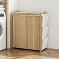 thumbnail image 3 of HOMCOM Panier à Linge en Bambou avec Sac à Cordon Amovible, Naturel, 3 of 10