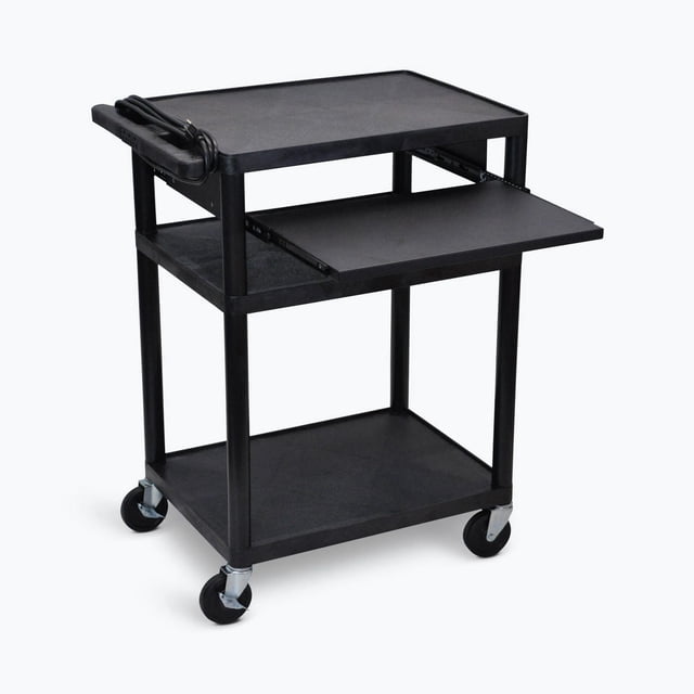 Luxor 34"H AV Cart - Three Shelves, Front Pullout