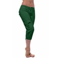 thumbnail image 4 of Plus Size Capris for Women Cargo Cropped Pant with Pockets Drawstring Casual Summer Pants E-2-Green, 4 of 7