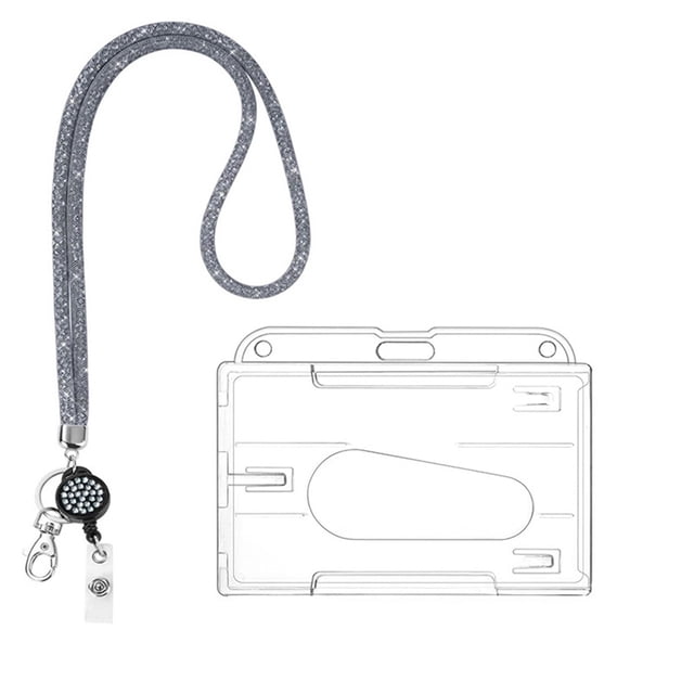 Cosmug Bling Crystal Rhinestone Lanyard Keychain | Sparkly Id Badge Holder for Women & Kids | Adjustable Neck Strap for Keys, Wallet & Cards | Teacher Student Accessory, G