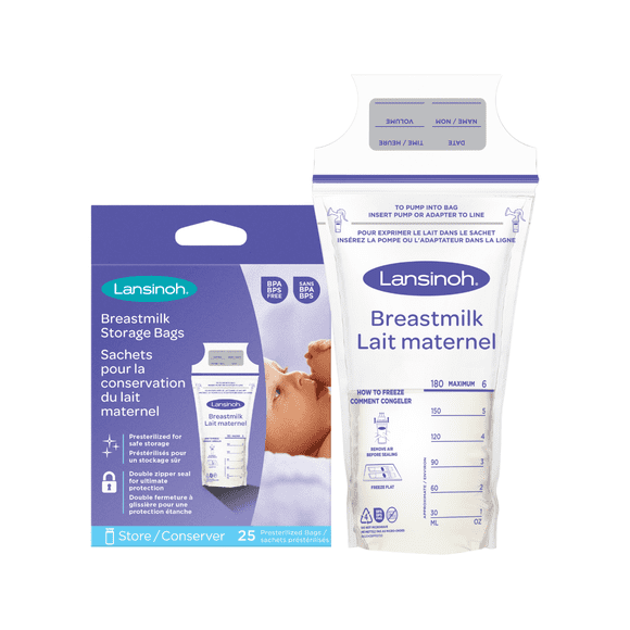 Lansinoh Breastmilk Storage Bags, 25 Count, Leak-Proof Breast Milk Freezer Bags, 6 oz