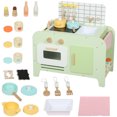 thumbnail image 1 of Qaba Kids Kitchen Playset, Play Kitchen with 15 Accessories, Green, 1 of 10