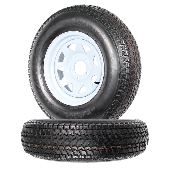eCustomrim Lot de 2 Jantes de Pneu de Remorque ST205/75D14 14 Po d'Autonomie C 5 Écrous Roue à Rayons Blanche - Garantie de 2 Ans avec Assistance Routière Gratuite