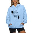 thumbnail image 2 of IROINID Rabais Hauts à Manches Longues pour Femmes Col Rond à Capuche Imprimé Chandail Blouse Chandail en Molleton Hauts Chemises Hauts, Bleu Clair, 2 of 7