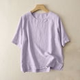 thumbnail image 2 of Yuyuzo Hauts pour Femmes T-Shirts à Manches Courtes Col Ras du Cou Décontractés Confortables Blouses Tuniques Amples, 2 of 7