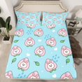 thumbnail image 2 of Erosebridal Pink Peach Sheet Set Twin, Kawaii Rabbit Bedding Sets Twin Size, Bunnies Room Decor 3pcs, 2 of 6