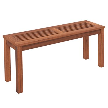 Topbuy Patio Wood Bench - Solid Wood Frame - Breathable Slatted Seat - Set of 1 - Natural