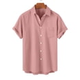 thumbnail image 2 of JIUKE Plus Size Shirts for Men Short Sleeve Button down Shirts Lapel Solid Color Loose Summer Vacation Blouses, 2 of 7