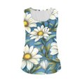 thumbnail image 3 of UPPADA Camisoles Mignonnes pour Femmes Tendance Col Rond à Fleurs Hauts d'Été Sans Manches Blouses Chic Décontracté Débardeurs Graphiques Bleu Marine,2TG, 3 of 5