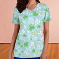 thumbnail image 4 of Mceream Nurse St Patricks Day Shirt for Womens Breathable Plus Size Nurse Working Uniform Shamrocks Print Scrub Tops V Neck Short Sleeve Fun Nursing Uniforms Light Blue XXXL, 4 of 6