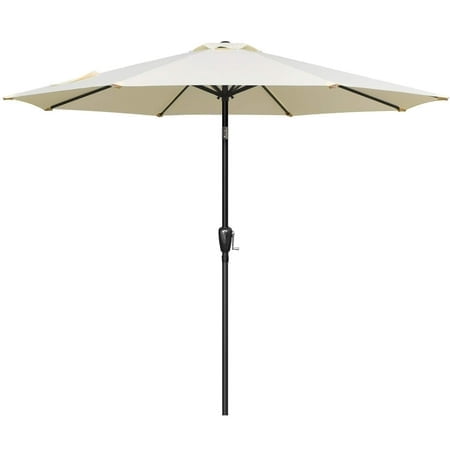 Simple Deluxe LGBRLA9BGE Parasol de Marché Extérieur de 9 Pi pour Table de Patio avec Inclinaison à Bouton et 8 Nervures Robustes, Beige