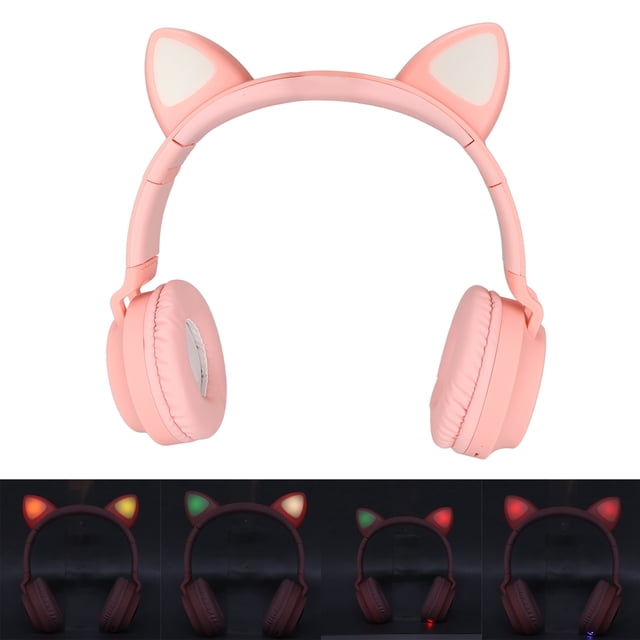 Cat Cat Ear Gaming Headphones Deep Bass LED Light Foldable Cute Cat Ear Headset With Soft Earmuffs