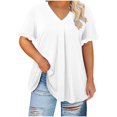 thumbnail image 1 of Besolor Plus Size Tops for Women 2025 V Neck Ruffle Short Sleeve Shirts Casual Loose Flowy Summer Blouse Tees, 1 of 5