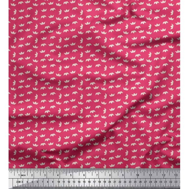 Soimoi Rayon Fabric Paper Boat Art & Craft Print Fabric by The Yard 56 Inch Wide