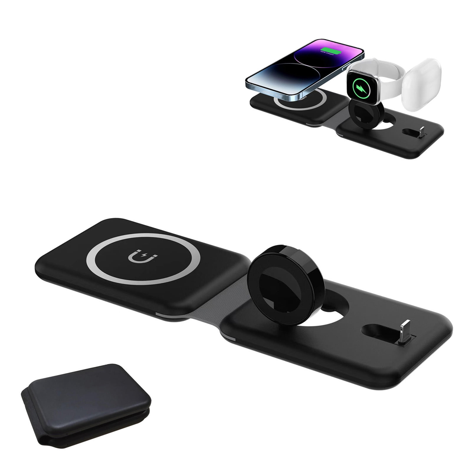 Dvkptbk 3 In 1 Wireless Charger, Magnetic Foldable Charging Station,15W Fast Wireless Charging
