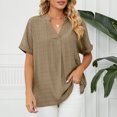 thumbnail image 4 of Birdeem Mode pour Femmes Manches Courtes Rétro Col Rond Pâques Couleur Unie Hauts Amples Blouse Manche, 4 of 7