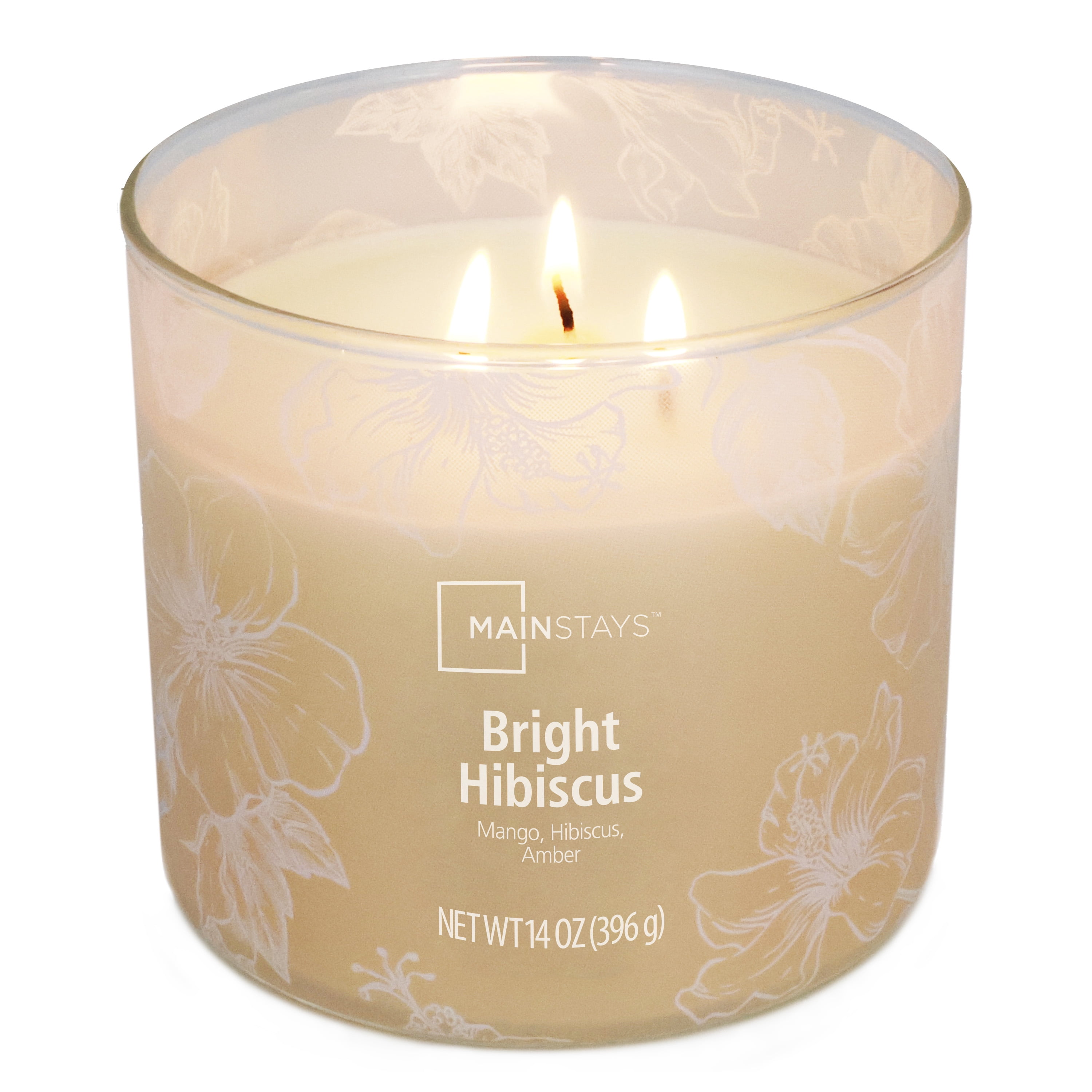 Bougie parfumée Mainstays à 3 mèches, enveloppée texturée Hibiscus, 14 oz