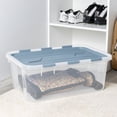 thumbnail image 4 of Sterilite 38 L Hinged Lid Storage Box, Clear Plastic Storage Bin with Flip Open Lid- Light Blue, 4 of 8