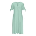 thumbnail image 4 of Admvng Robes pour Femmes Mode Été Décontractée Col en V Manches Courtes Bouton Longue Robe P-3TG, 4 of 6