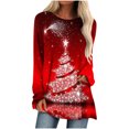 thumbnail image 1 of IROINID Offres Tunique de Noël Tops pour les Femmes Long Manches Floral Salon Shirts Solide Pull Tunique en Vrac Tops Arbre Imprimé Col Rond Long Sleeve Chemisier, Rouge, 1 of 5