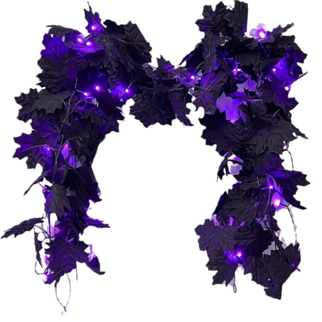 Battery Operated Maple Leaf String Lights With Simulated Greens For Indoor Outdoor Halloween Party Decoration 118.11 Inches Length 0.15 Lb Weight