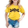 thumbnail image 1 of PMVFHDE Hauts à Manches Courtes pour Fille T-Shirts Graphiques pour Fille T-Shirts Amples d'Été pour Fille T-Shirts Originaux Garçon et Fille Imprimé Col Rond Manches Courtes Amples T-Shirt Jaune, 3-4 Ans, 1 of 3
