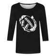 thumbnail image 4 of QATAINLAV T-Shirts Graphiques de Rugby pour Femmes Jour de Match 2025 Été Manches 3/4 Hauts Coupe Ample Décontractés Col Rond Blouses Tenues de Vacances Sacs à Main pour Femmes Liquidation Noir G, 4 of 5