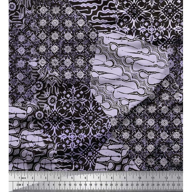 Soimoi Rayon Fabric Damask Patchwork Print Fabric by the Yard 56 Inch Wide
