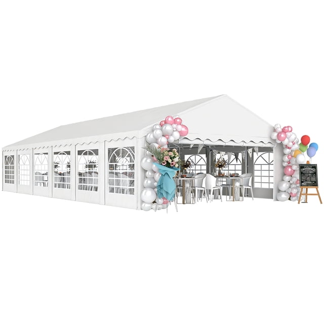 Outsunny 20' x 40' Large Party Tent with Removable Window Sidewalls, White