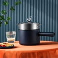 thumbnail image 1 of Electric Multi-Purpose Hot Pot with Steamer Non-Stick Adjustable Temperature Cooking Pan, electric hot pot, multi-purpose cooker,Dark Blue,1PC, 1 of 10