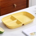 thumbnail image 4 of yulier Assiette Compartimentée en Plastique, Assiette Incassable en Paille de Blé à 3 Compartiments, Assiette de Souper Légère Réutilisable, Compatible Micro-Ondes et Lave-Vaisselle, 4 of 7