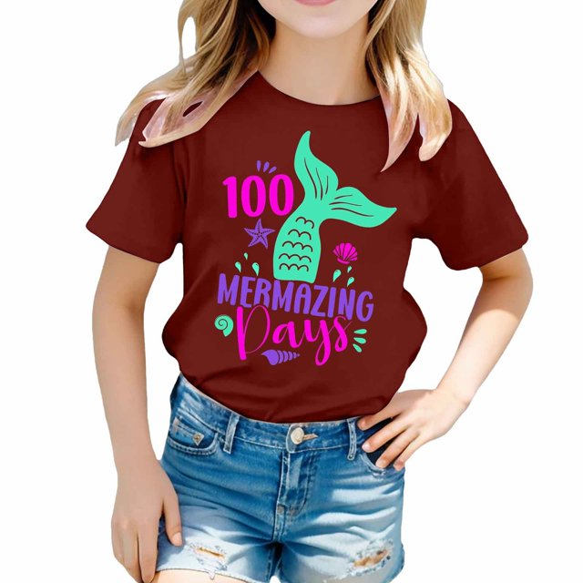 TZEWGL Chemise Décontractée pour Fille Garçon Mignonne à Imprimé Graphique Col Rond Manches Courtes Vêtements pour Infnants Taille 3-4T