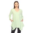 thumbnail image 1 of White Mark Tunique à Manches 3/4 pour Femmes, Taille Empire, Col en V, 1 of 6