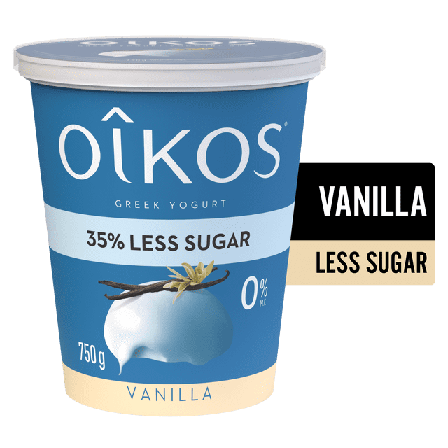 Oikos Greek Yogurt, Vanilla, Blended, 35% Less Sugar