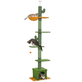 thumbnail image 1 of PawHut Floor to Ceiling Cat Tree 90.5"-108" Adjustable Height, Green, 1 of 10
