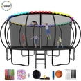 thumbnail image 1 of YORIN Trampoline pour 10 Enfants, Trampoline de 16 Pi pour Adultes avec Filet d'Enceinte, Panier de Basketball, Échelle, Trampoline Récréatif Extérieur de 1500 Lb, Trampoline Robuste avec Lumière, Arroseur, Bas, 1 of 8