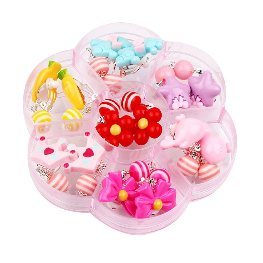 COYUN 6 Paires Boucles d'Oreilles Clip Enfants Fille, Boucle Oreille Sans Trou, Licorne Fleur Cœur, Clips d'Oreilles Non Piercing, Princesse Bijoux
